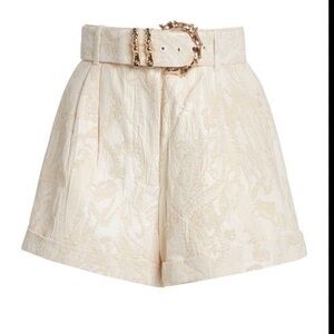 Acler High Waist Cream Shorts with Belt